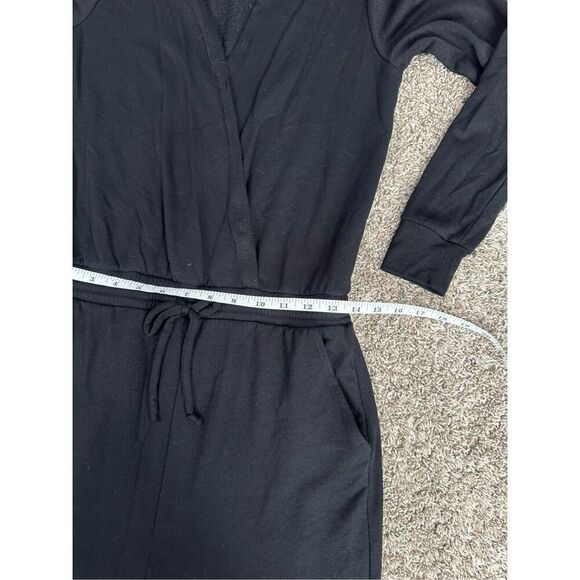 Beyond Yoga Meant to V-Neck Cozy Fleece Jumpsuit Black Tie Waist Jogger Size S - Picture 11 of 15